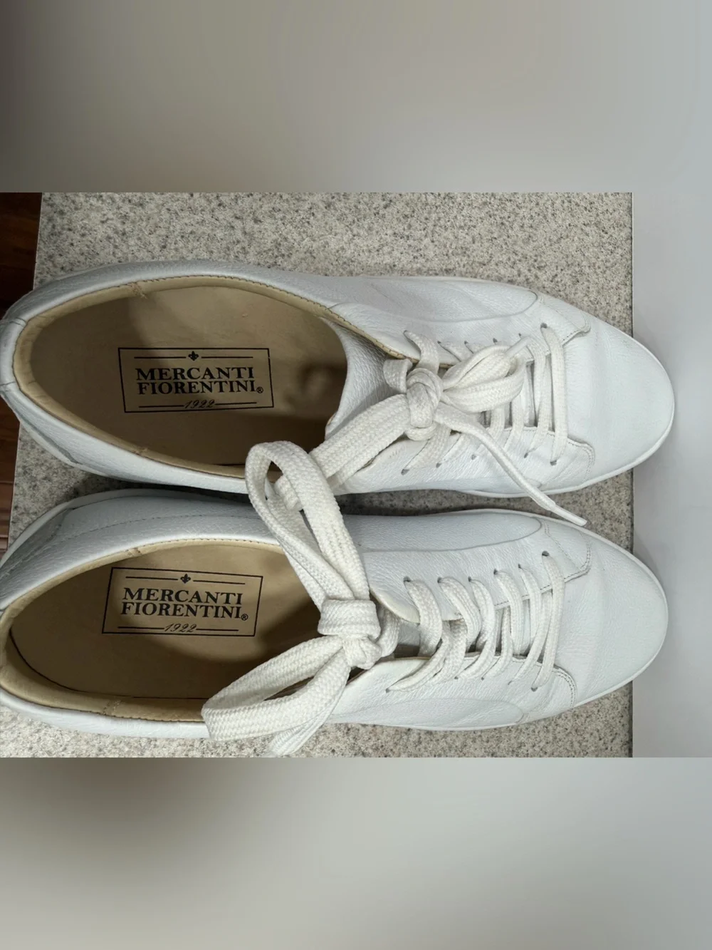 MERCANTI FIORENTINI White Leather Lace Up Sneakers - Men's Size 13M -White -5901